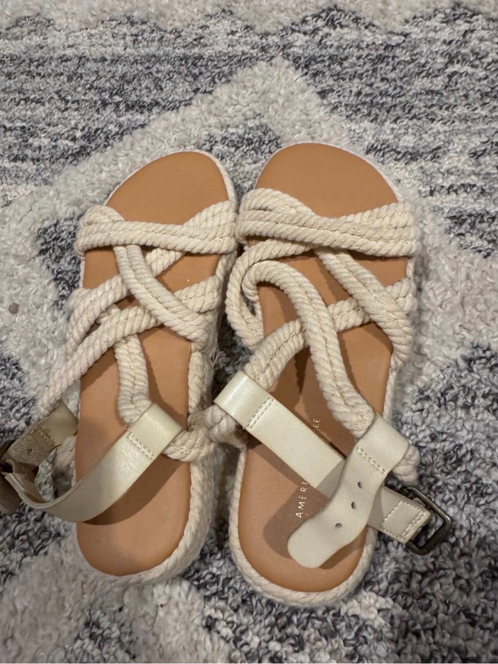 American Eagle Outfitters Cream Rope-Strap Sandals